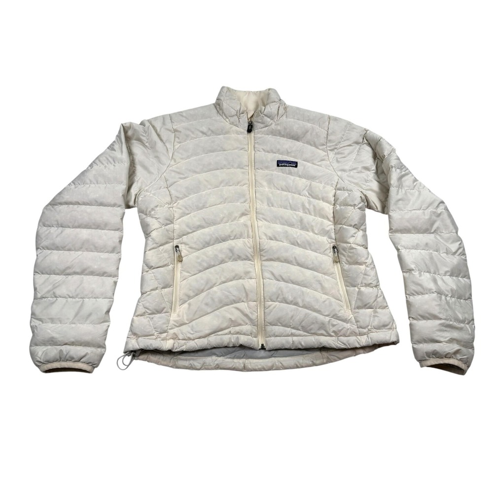 Patagonia Jacket Womens Medium White Quilted Insulated Full Zip Lightweight